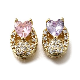 Латунный кубический цирконий овальный с сердечком многорядные звенья, долговечный, стойки покрытие, золотые