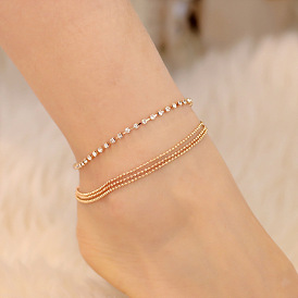 Stylish Multi-layered Foot Chain with Water Diamonds for Women's Summer Fashion