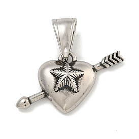 316 Surgical Stainless Steel Pendants, An Arrow Through the Heart Charm