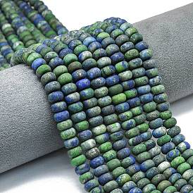 Нити бусин из окрашенной натуральной хризоколлы и лазурита, матовые, рондель