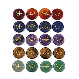 4 шт 4 стили натуральный драгоценный камень плоский круглый с ангелами символ дисплей украшения, фигурка для украшения дома, энергетический камень рейки для исцеления