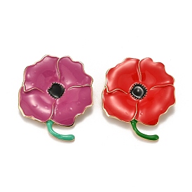 Alloy Brooches, with Enamel, Remembrance Poppy Flower Badge