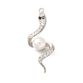 Латунные микро проложить кубического циркония подвески, без кадмия, без никеля и без свинца, с абс пластмассовой имитационной жемчужиной, змеиные чары