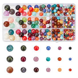 BENECREAT 404Pcs 6 Style Round Imitation Gemstone Acrylic Beads
