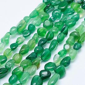 Natural Green Agate Beads Strands, Tumbled Stone, Nuggets