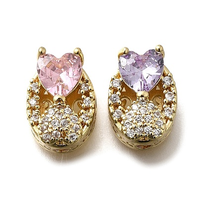 Латунный кубический цирконий овальный с сердечком многорядные звенья, долговечный, стойки покрытие, золотые