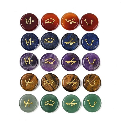 4 шт 4 стили натуральный драгоценный камень плоский круглый с ангелами символ дисплей украшения, фигурка для украшения дома, энергетический камень рейки для исцеления