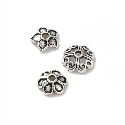 Тибетском стиле сплав шарик крышки, без кадмия и без свинца, мульти-лепесток цветка