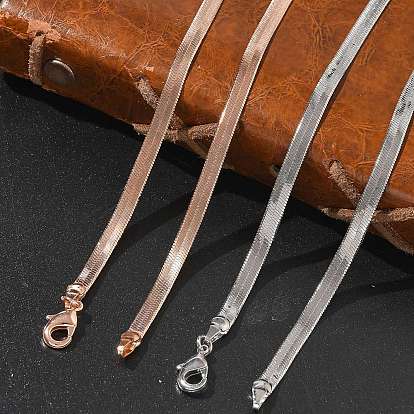 4мм стойка покрытие латунные цепочки елочка ожерелья для женщин мужчин, без кадмия и без свинца, 901 застежка из нержавеющей стали, долговечный