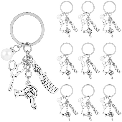 20шт. брелоки для повседневного использования, сплав расческа фен ножницы, с железными разрезными брелоками