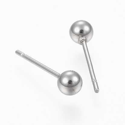 201 Stainless Steel Ball Stud Earrings, with 304 Stainless Steel Pin, Hypoallergenic Earrings