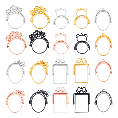 Alloy Open Back Bezel Pendants(rotatable), For DIY Epoxy Resin, Pressed Flower Jewelry