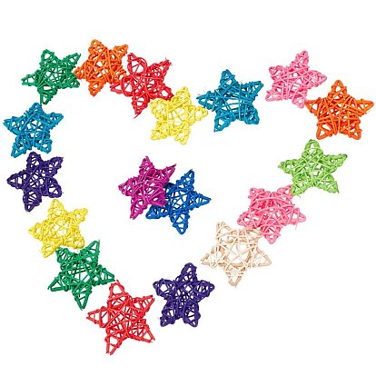 12 artisanat d'art en rotin de couleurs, étoiles