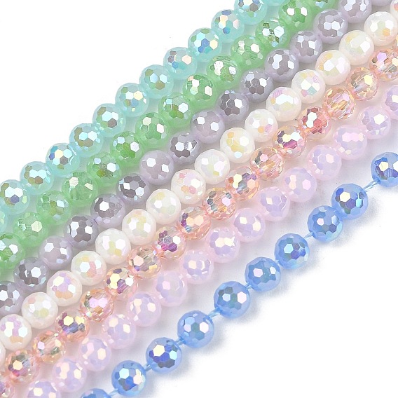 Стеклянные бусины с гальваническим покрытием , круглые, граненый(96 граненый)