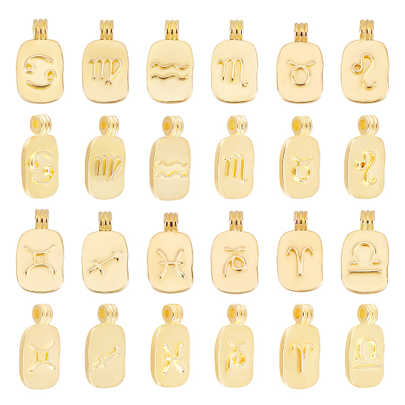 120pcs 12 pendentifs en alliage constellation, sans cadmium et sans plomb, or, ovale avec constellation