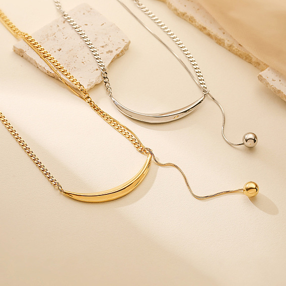 304 ожерелья с изогнутой планкой из нержавеющей стали, ожерелья с кисточками для женщин