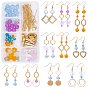 DIY Geometric Earring Making Kits, include Glass Beads, Brass Earring Hooks & Pendant & Link Round,  Alloy & Stainless Steel Links connectors, White Jade Round Beads