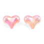 UV Plating Rainbow Iridescent Acrylic Beads, with Glitter Powder, Heart