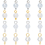 16Pcs 4 Styles Natural Quartz Crystal Charms with April Birthstone Connector Charms, with Brass Findings, Round Charms