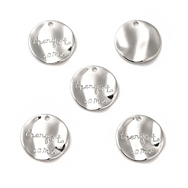 Rack Plating Alloy Pendants, Cadmium Free & Lead Free, Flat Round with Word