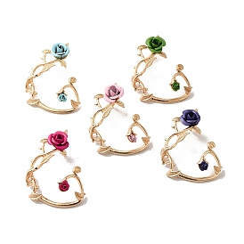 Alloy Rose Climber Wrap Around Stud Earrings for Women