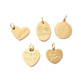 304 подвески из нержавеющей стали, сердце/овал/плоский круг