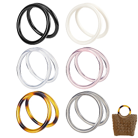16шт 6 стили ручки для сумок из смолы, круглые кольца