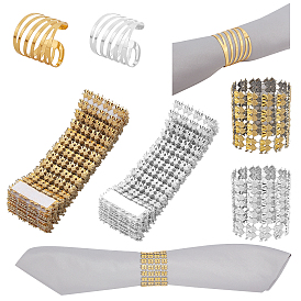 ARRICRAFT 24Pcs 4 Style Alloy Napkin Rings and Plastic Rhinestone with Polyester Napkin Holder Adornment, Restaurant Daily Accessiroes