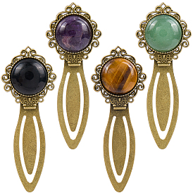 4 шт. 4 стильные закладки из натуральных драгоценных камней и сплавов, цветок, античная бронза