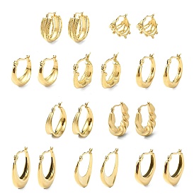 304 Stainless Steel Hoop Earrings, Jewely foe Women, Real 18K Gold Plated