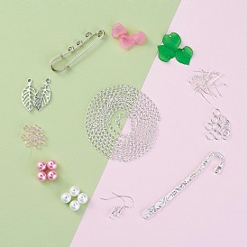 DIY Earring, Brooch, Bookmarks Making, with Brass Earring Hooks, Iron Brooch Findings, Alloy Bookmarks & Pendants, Acrylic Beads & Pendants