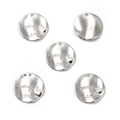 Crémaillère pendentifs en alliage placage, sans cadmium et sans plomb, plat et circulaire avec le mot