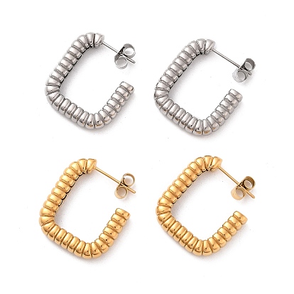 Ионное покрытие (ip) 304 прямоугольные серьги-гвоздики из нержавеющей стали для женщин