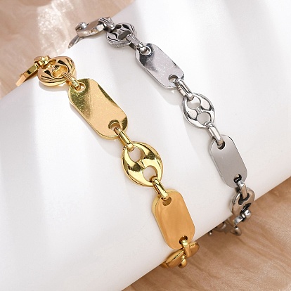 304 Браслеты из нержавеющей стали с овальными звеньями в форме свиного носа для женщин