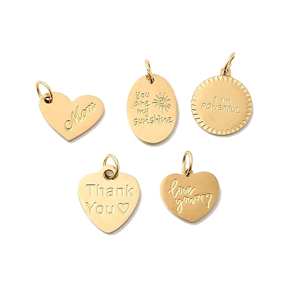 304 подвески из нержавеющей стали, сердце/овал/плоский круг