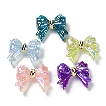 Iridescent Acrylic Beads, with Alloy Findings, Bowknot