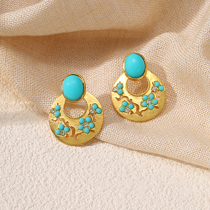 Серьги-гвоздики из цинкового сплава и смолы, овальные