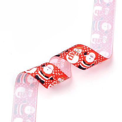 Single Face Printed Polyester Grosgrain Ribbons, Christmas Pattern