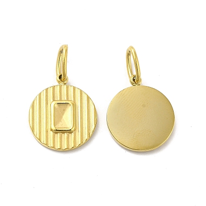 Ion Plating(IP) 304 Stainless Steel Pendants, with Jump Ring, Flat Round Rectangle Charm