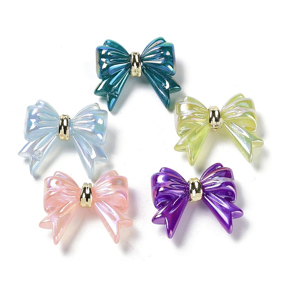 Perles acryliques irisées, avec les accessoires en alliage, bowknot