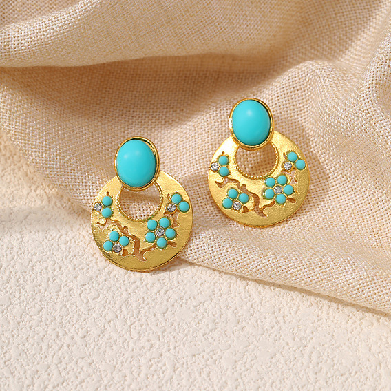 Серьги-гвоздики из цинкового сплава и смолы, овальные