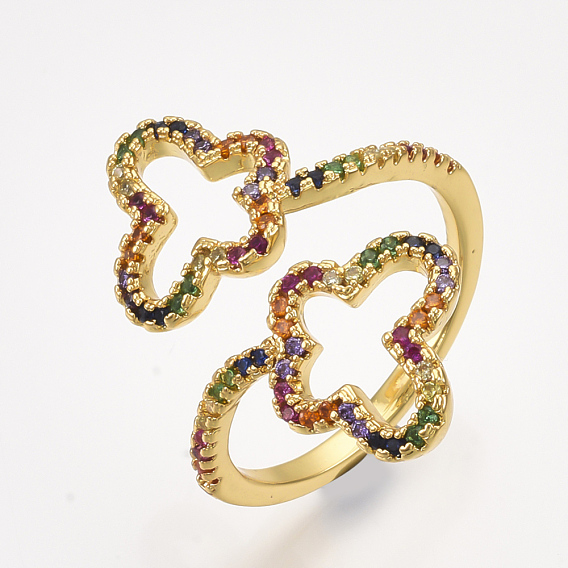 Латунные микро проложить манжеты кольца кубического циркония, без кадмия и без свинца, открытые кольца, бабочка