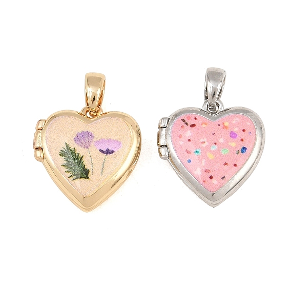 Printed Brass Locket Pendants, Heart Charm