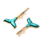 Real 18K Gold Plated Brass Micro Pave Cubic Zirconia Pendents, Lead Free & Cadmium Free, Fishtail