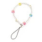 Acrylic Mobile Phone Straps, with Handmade Polymer Clay Beads and Nylon Thread, Flower & Round