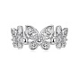 Clear Cubic Zirconia Butterfly Finger Rings, Rhodium Plated 925 Sterling Silver Ring for Women