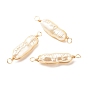 ABS Imitation Pearl Acrylic Connector Charms, with Copper Wire Wrapped, Nuggets