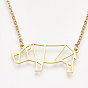 201 Stainless Steel Pendant Necklaces, with Cable Chains, Rhinoceros Shape