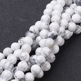 Natürliche Howlith Perlen Stränge, Runde, 4~8 mm, Bohrung: 0.8~1 mm