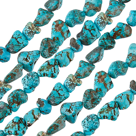 2 нити из натуральных магнезитовых бусин, окрашенная и подогревом, самородки